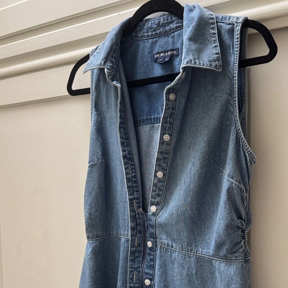 Veronica Beard Denim Sleeveless Button-Up Midi Dress - Never Worn